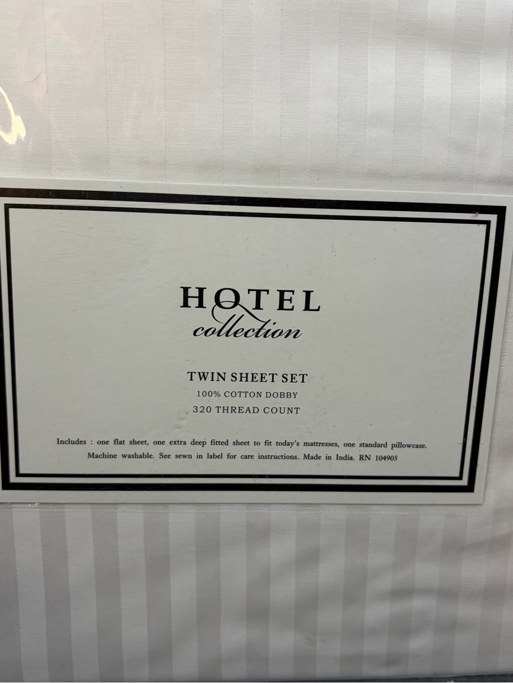 NWT Hotel  collection twin sheet set style 018248 white striped